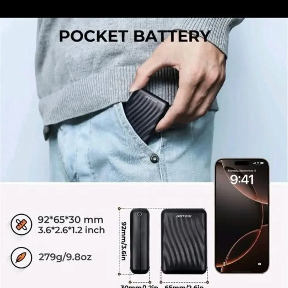 GOTOBI 12V 18400mAh Heated Jacket Battery Pack - Power Bank Black